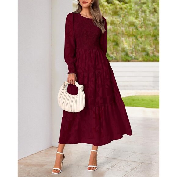 Long Sleeve Floral Maxi Dress for Women Fall Wedding Guest Boho Elegant - Picture 5 of 7